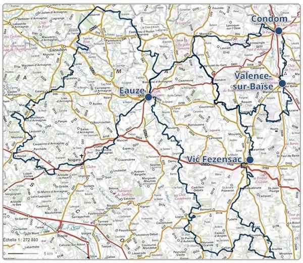 carte GR Pays d'Armagnac